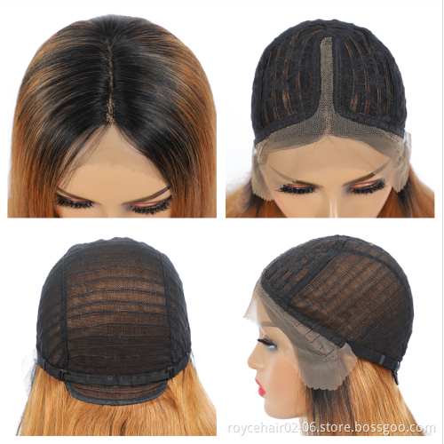 Hot Selling T1b 27 Ombre Brown Color Hair Vendor 100% Brazilian Virgin Human Hair T Part Lace Front Wig For Women